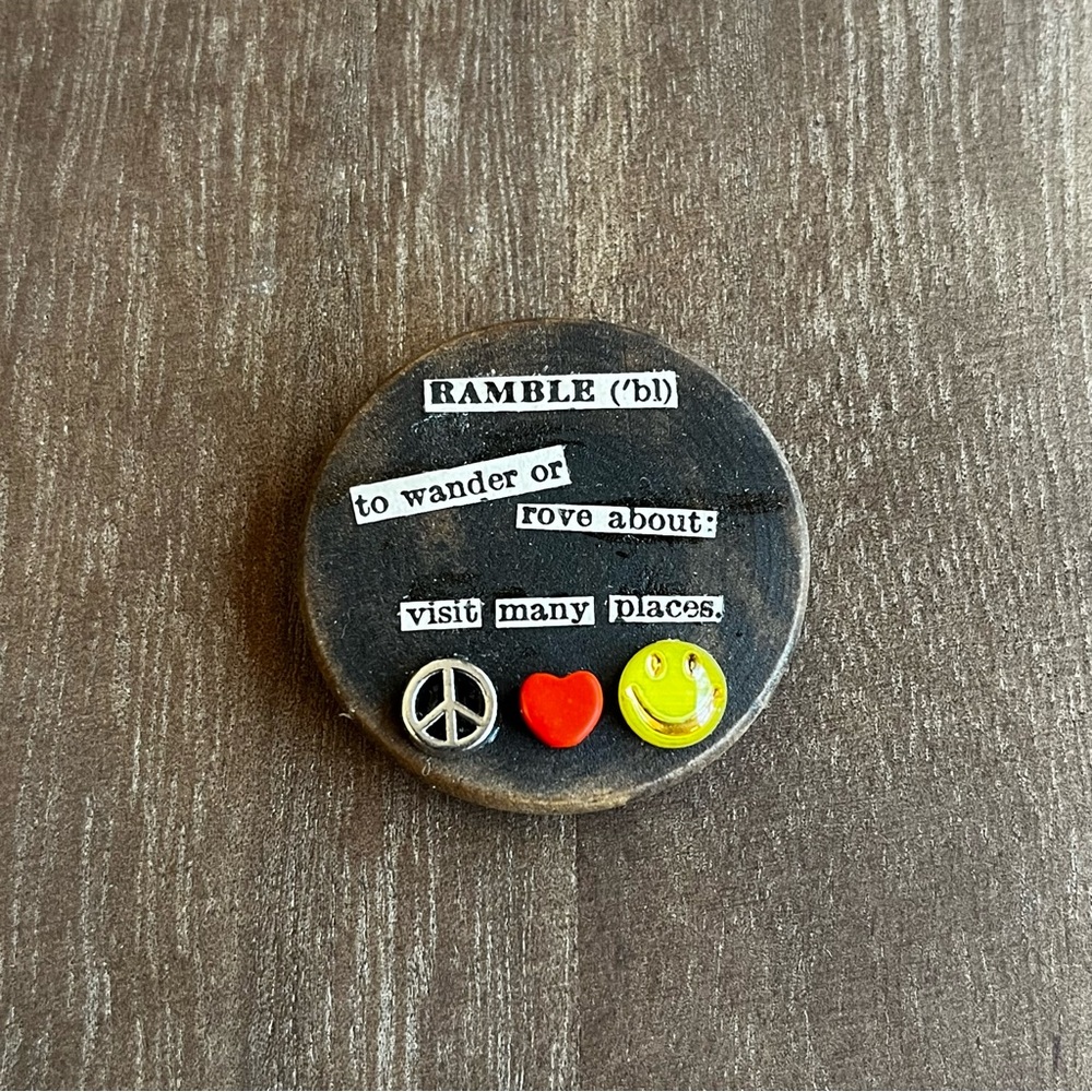 Handmade Dictionary Word Magnet On Stained Wood • Ramble